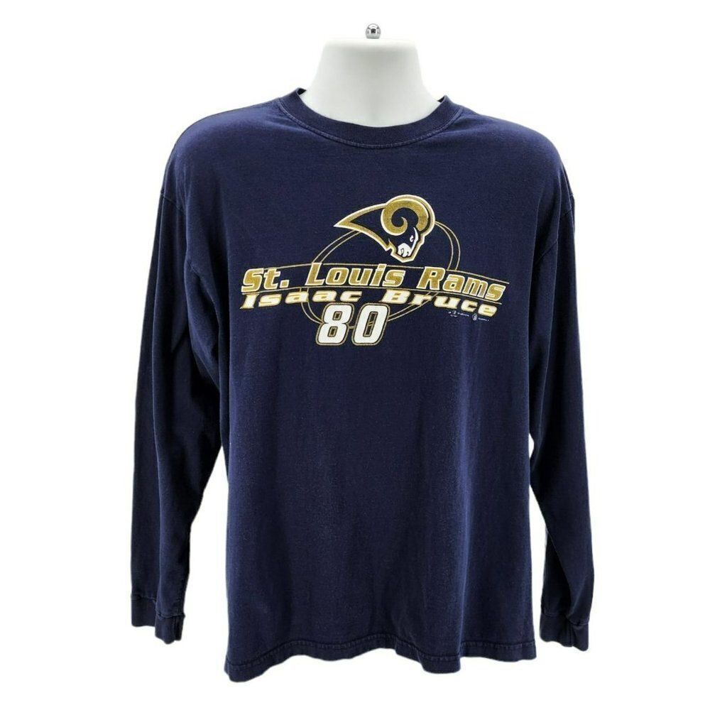 Vintage Sport Attack St. Louis Rams Isaac Bruce #80 Long Sleeve T-Shirt Mens XL